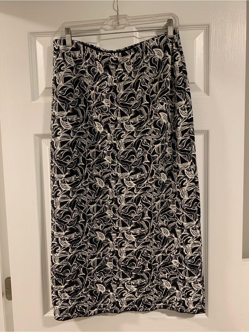 Bar III Black and White Swirl Midi Skirt
